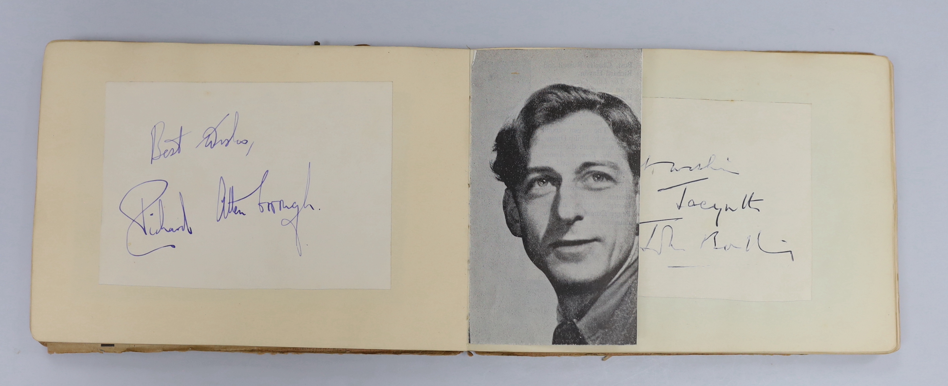 An autograph album of 1920's-30's singers and film stars including signed photos, etc. signatures include; Leslie Hatton, Ivor Novello, Margaret Rutherford, Richard Attenborough
